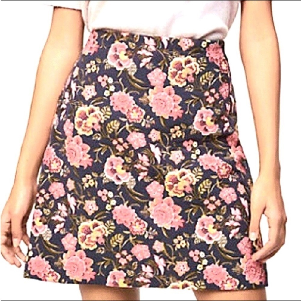 Loft Poppy Bloom tapestry skirt with floral print Size 4
